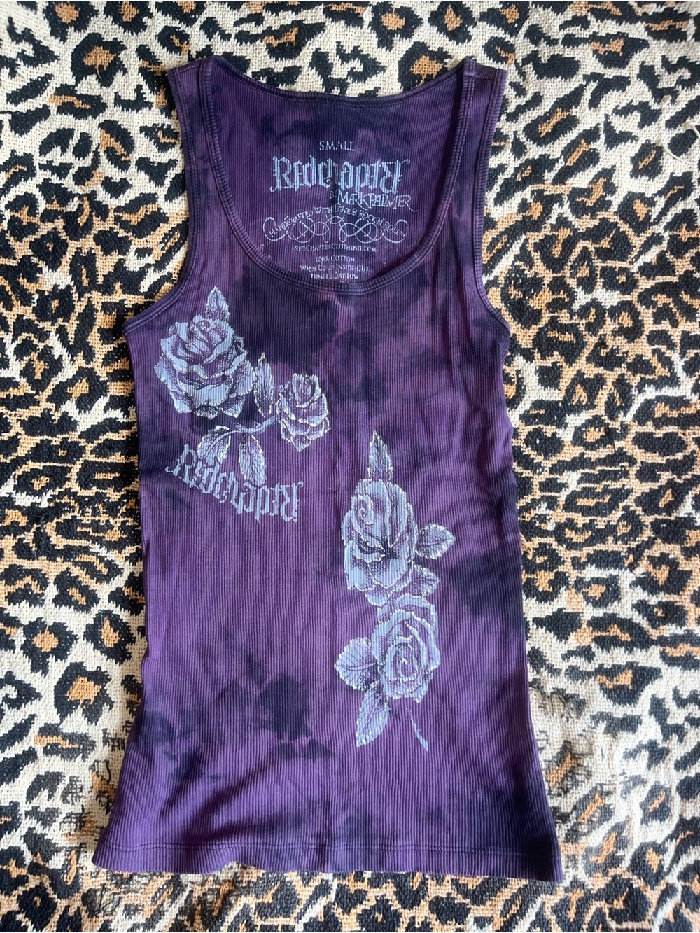 Grunge redchapter brand Purple Rose Graphic Tank Top